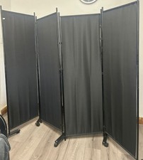✨ 4-Panel Folding Room Divider / Privacy Screen on Wheels – Black ✨