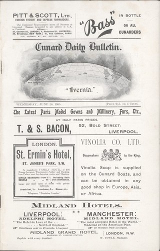 1905 rms ivernia - ivernia, cunard