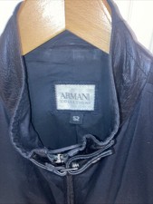 Armani Collezione Mens Leather& Fabric Biker Style Jacket Size 52