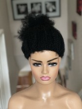 Kinky Afro Bun Wig - Black Synthetic