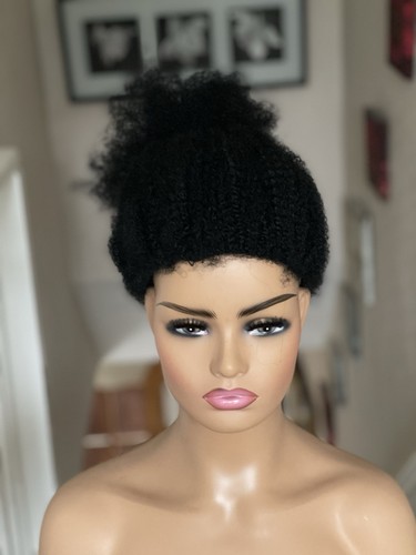 Kinky afro bun wig black - wig,