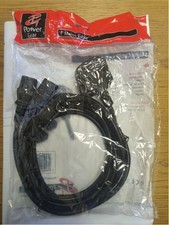 2.5m Power Plug to 2 x IEC Dual Kettle Lead PC, Monitor TV, Mixer Splitter Cable