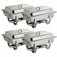 Olympia Milan Chafing Set in Silver Stainless Steel - 1 / 1 GN - Pack of 4