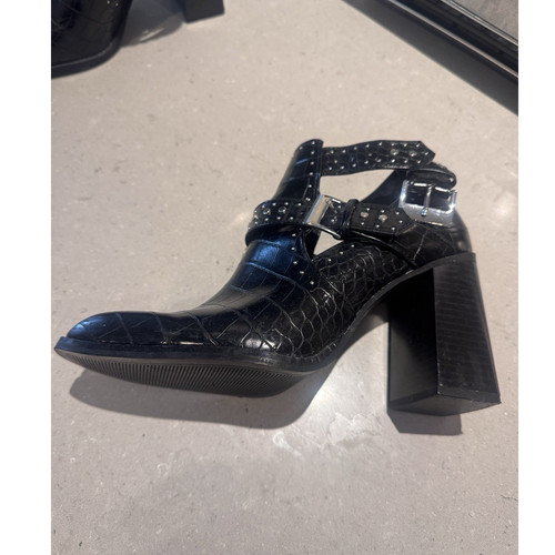 Zara black croc print - black, studded