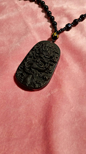 Obsidian carved dragon with - obsidian,