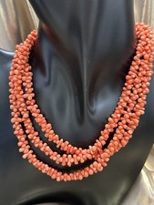 Vintage Antique 45 Inch Long Carved Dog Bone Natural Coral Flapper Necklace 60g