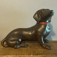 Vintage Unusual Pottery Dachshund Dog Life Size & Life Like Kitch Nice !