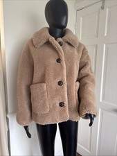 Zara Men's Faux Fur Shaggy Teddy Bear Coat Jacket Cream , Size L  (12-14)