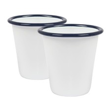 2x 300ml White Enamel Tumblers