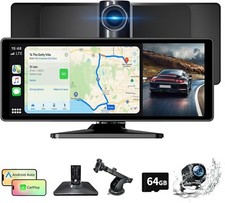 10" Wireless Apple CarPlay Portable Android Auto Car Touchscreen + 2 Cameras New