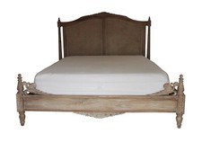 Belle French Weathered Bed Frame Rattan With Headboard And Low Footboard BT030