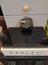 Radley Tiny / Collectable Miniature Coin Purse. Black With Metallic Scottie Dog.