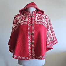 Red Poncho Cardigan For Kids