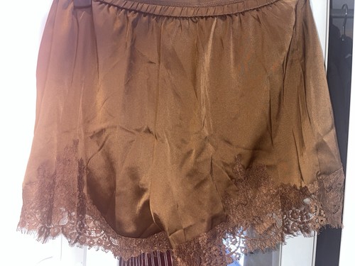 Brown women lace trim satin - women's,