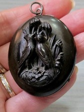 Victorian vulcanite mourning - vulcanite,