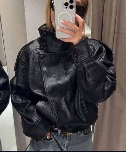 Zara viral black faux leather - viral,