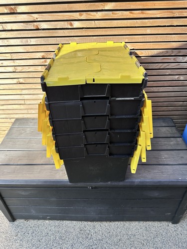Black yellow stackable tote - &,
