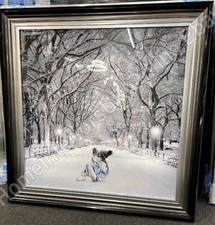 Mum & son sitting snow winter scene with beanie & 2 tone step frame pictures