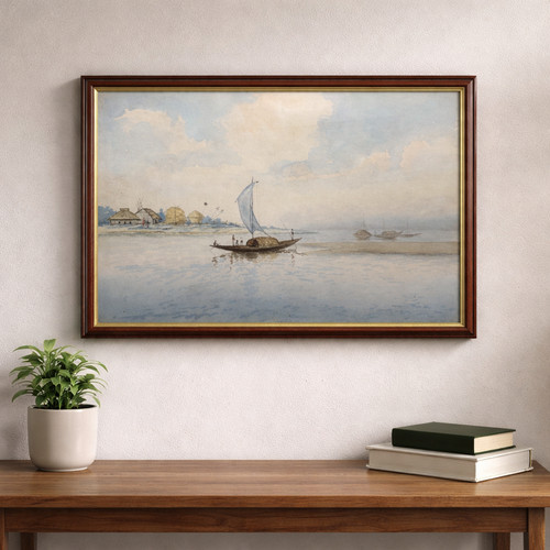 Signed watercolour dhow - signed,