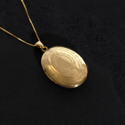 Gold filled oval locket - oval,