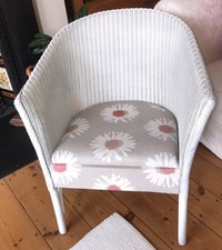 Vintage Lusty Lloyd Loom Style Upcycled Armchair Upholstered With linen fabric