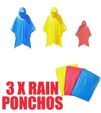 3PC HOODED RAIN PONCHO PONCHOS