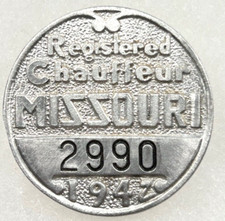 1942 MISSOURI Chauffeur Badge