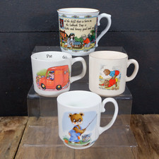Four Vintage Children's Cups/Mugs Postman Pat Aynsley Teddy Bear Royal Worcester