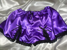PURPLE SATIN BLACK LACE FRENCH CAMI STYLE KNICKERS  30-46 WAIST