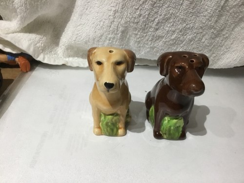 Pair labrador dog cruet - a,