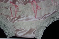 adult baby sissy custom made frilly pink satin pants