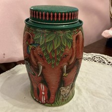 Williamson Jungle Elephant Embossed Tea Caddy Tin Empty