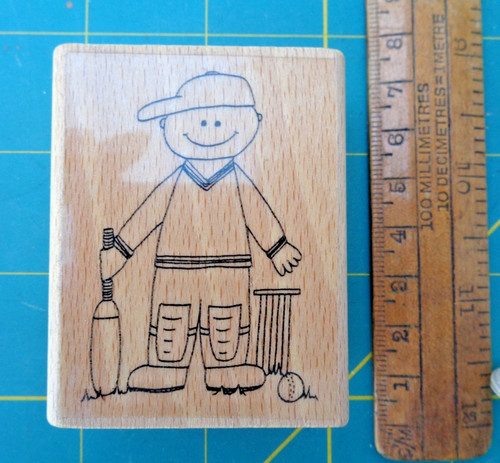 Cricketer rubber stamp - cricketer,