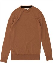 HOBBS Womens Crew Neck Jumper Sweater UK 6 XS Brown Merino Wool DK92