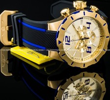 Invicta S1 RALLY  18K GOLD  Dial Case Blue Black Strap Mens Fashion 52mm Watch