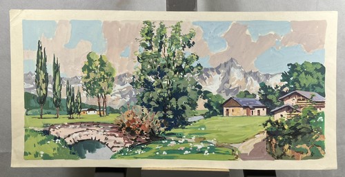 Original gouache mountain