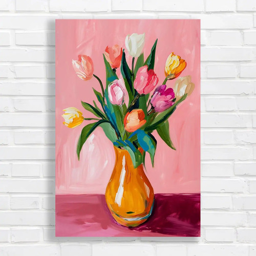 Vibrant tulips floral canvas - floral,
