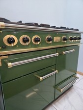 FULL LPG FALCON 110CM RANGE COOKER IN GREEN AND BRASS.  13amp