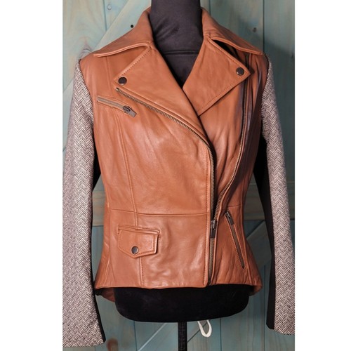 Cognac leather asymmetrical - leather,