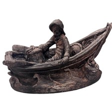 Vintage Cement Fisherman in