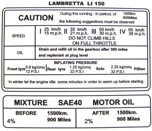 Lambretta sticker running in - ,