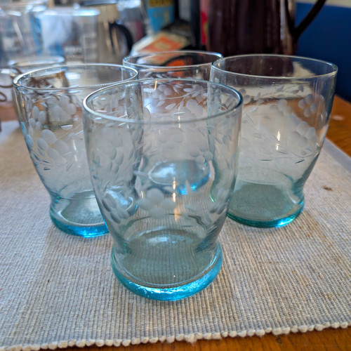 Set clear glasses etched - clear,