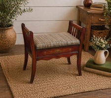 Edwardian inlaid piano stool - edwardian,