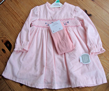 Cord Floral Dress & Tights Little Nutmeg 12-18 months Pink.