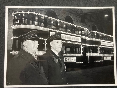 Two tram drivers illuminated - tram, &