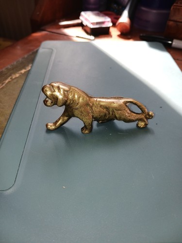 Brass tiger ornament - brass, 4"