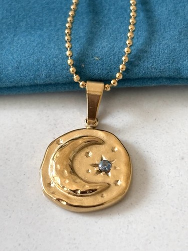 Gold tone moon star pendant - tone,