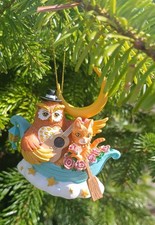 Gisela Graham Fairytale Owl PussyCat Boat Christmas Tree Decoration Nursery Rhym
