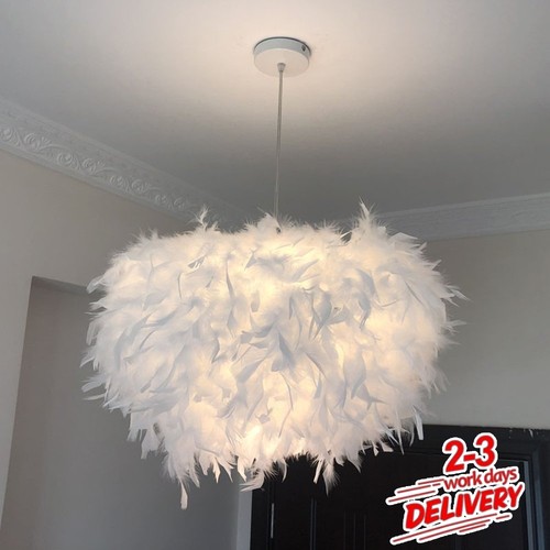 White feather ceiling pendant - white,