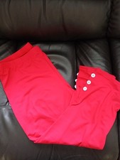 Ladies Red Elasticated Waist Crop Trousers Size XL  14